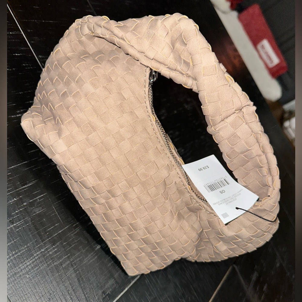 Golden mini handle bag - light tan nubuck woven